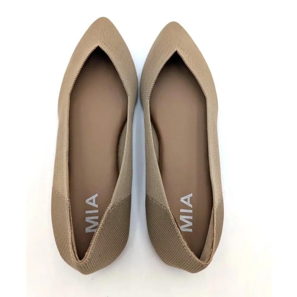 Mia Kerri Pointed Toe Ballet Flat Shoes Women's Dark Sand Size US7.5M EU38